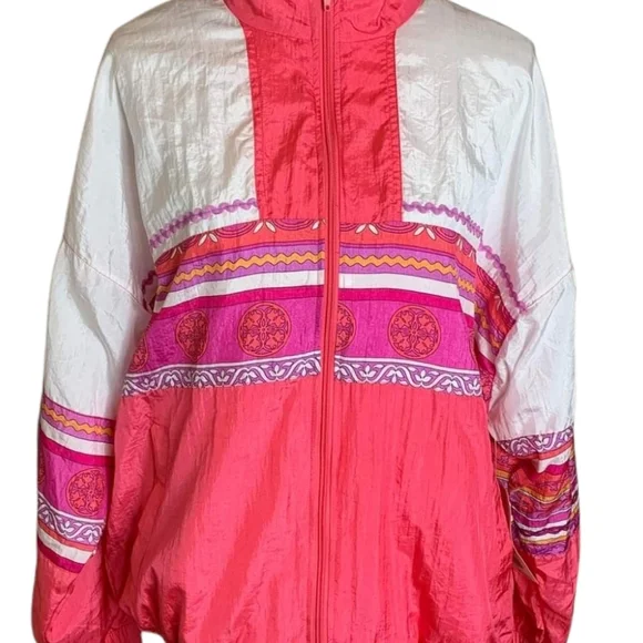 Vintage Bold Spirit Windbreaker Jacket Size Medium Colorblock Zip Up 90s Y2K NEW - Picture 4 of 12